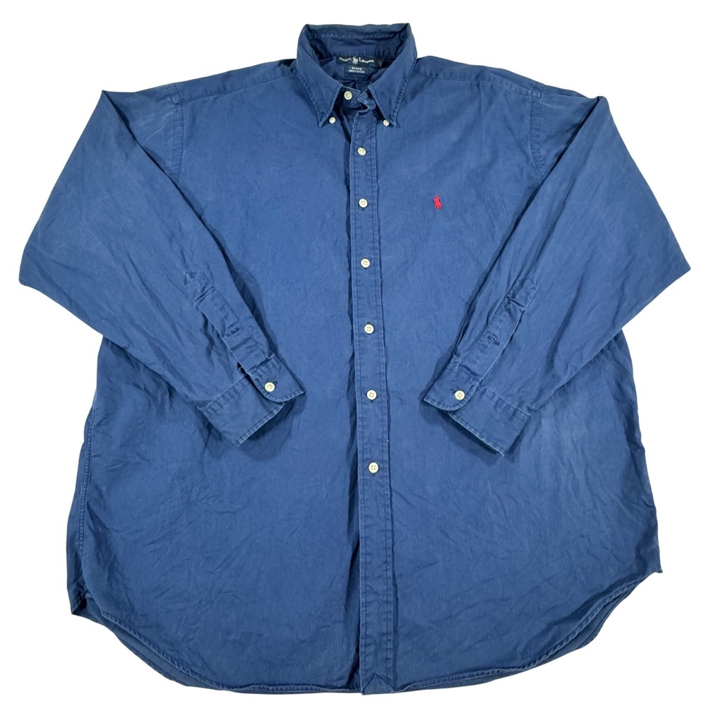 Ralph Lauren Blake Shirt Men's XL Navy Blue Cotton Long Sleeve Button Down Pony